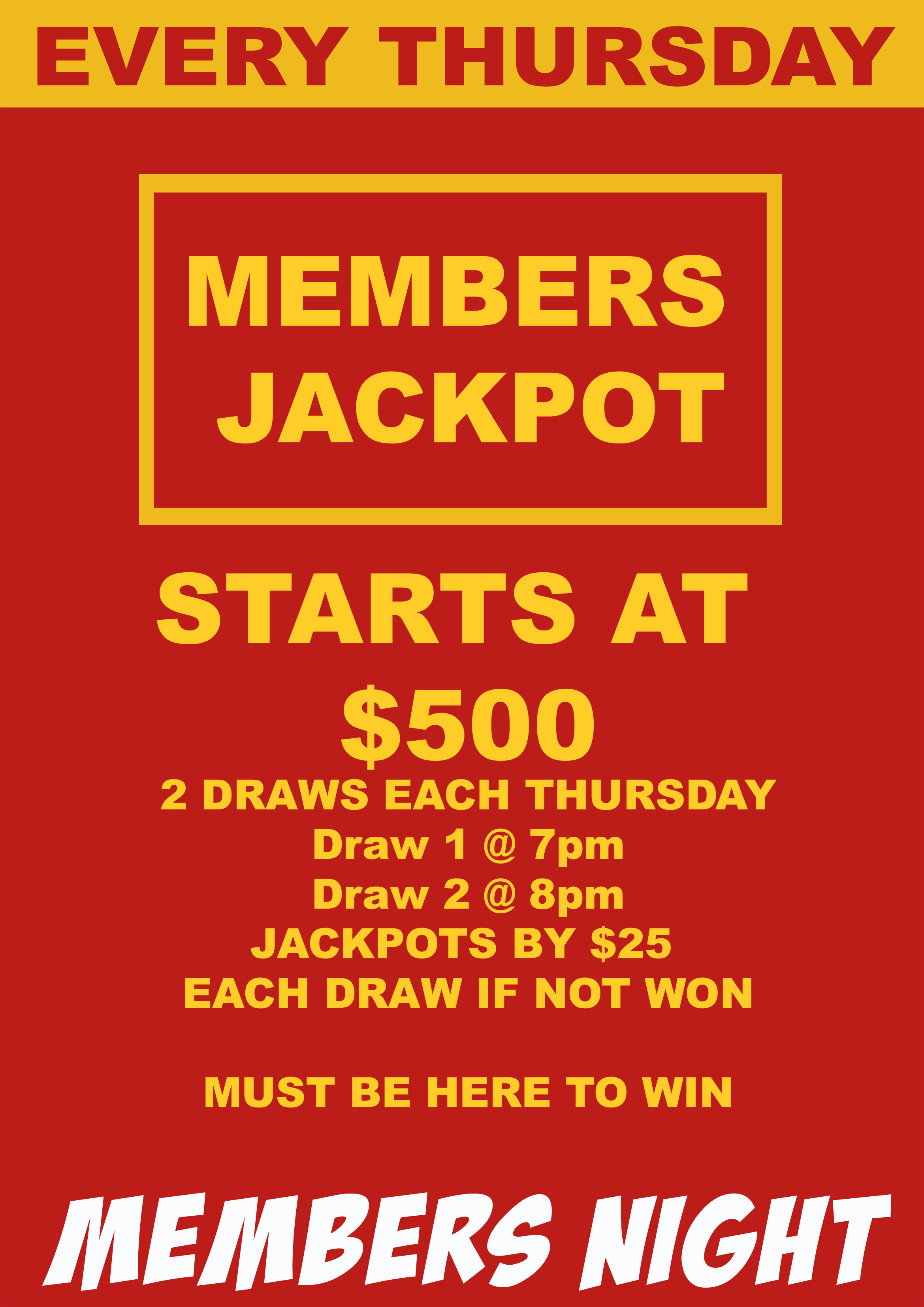 THURSDAY NIGHT MEMBERS DRAW & MEAT RAFFLE ad image
